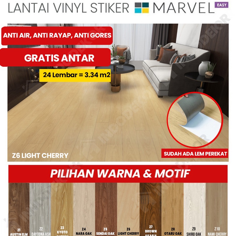 Vinyl Sticker rah MARVEL KOREA 2MM Lantai Kayu Vinyl lantai Kaet Tikar Vinyl Kayu