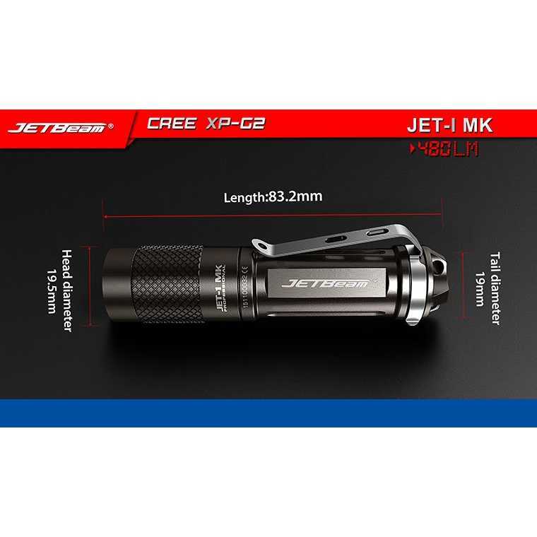 JETBeam Senter LED Tiny Flashlight CREE XP-G2 480 Lumens - JET-1 MK