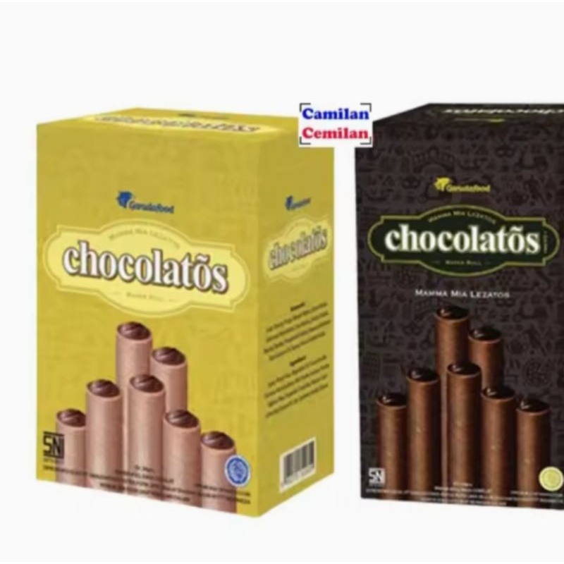 

Chocolatos Wafer Roll/ Chocolatos 1Bok isi 24/Wafer Roll Rasa Coklat /Kerjo Enak Murah