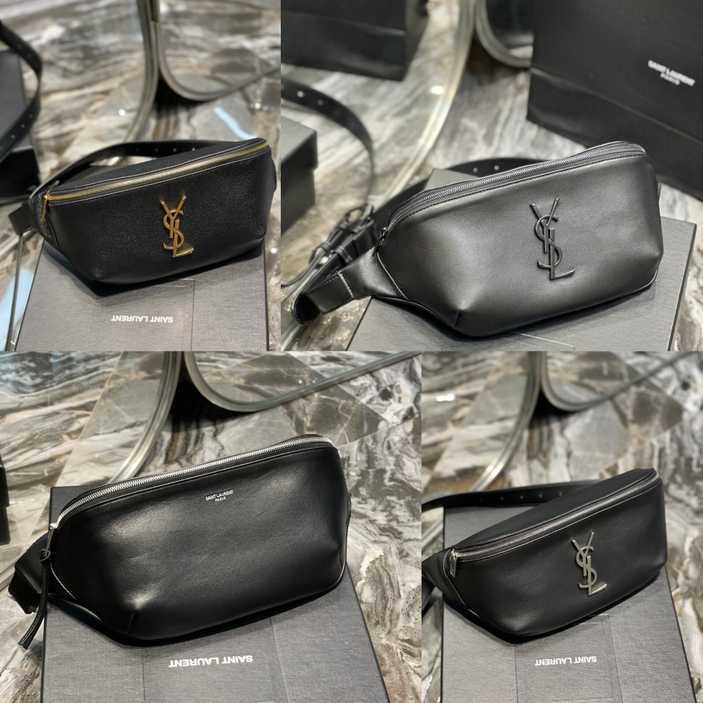 Pre Order YSL Tas Pinggang & Tas Dada Kulit Hitam Klasik Logo Ikonik Ukuran: 25×14×3,5cmModel: 56973