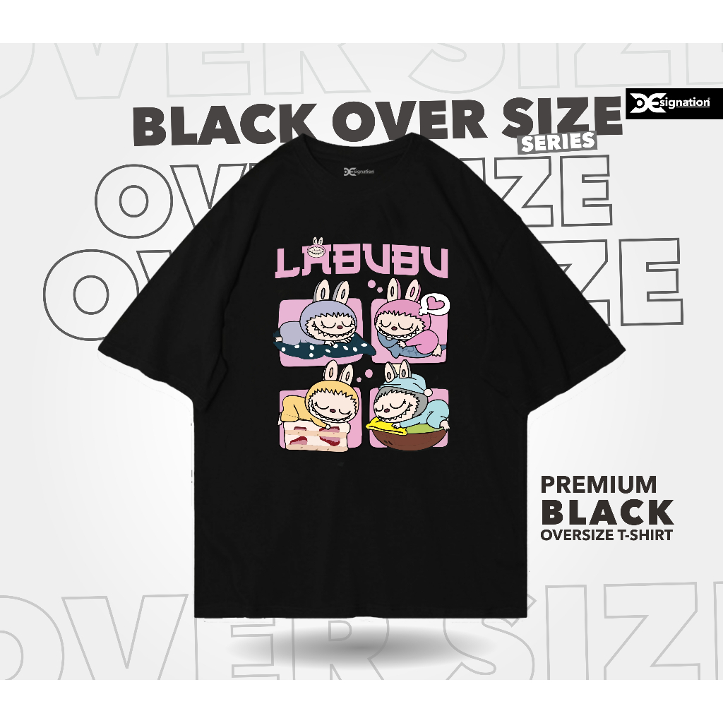 Kaos LABUBU Oversize Black Cotton 24s / Tshirt  Baju LABUBU boneka viral Oversized VINTAGE 90an