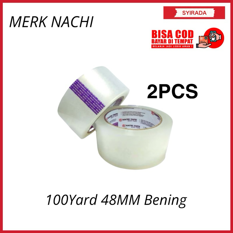 

Lakban Nachi 2PCS Lakban Bening OPP Tape Isolasi 48mm 100 YARD ORIGINAL