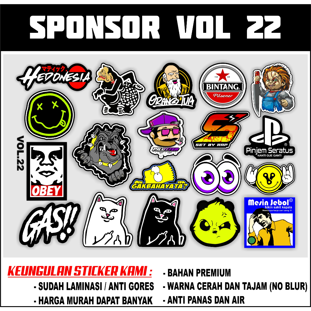 

STIKER PRINT CUT SPONSOR BRAND LOGO TERKENAL VIRAL STICKER AESTHETIC SUDAH DI POTONG TINGGAL TEMPEL
