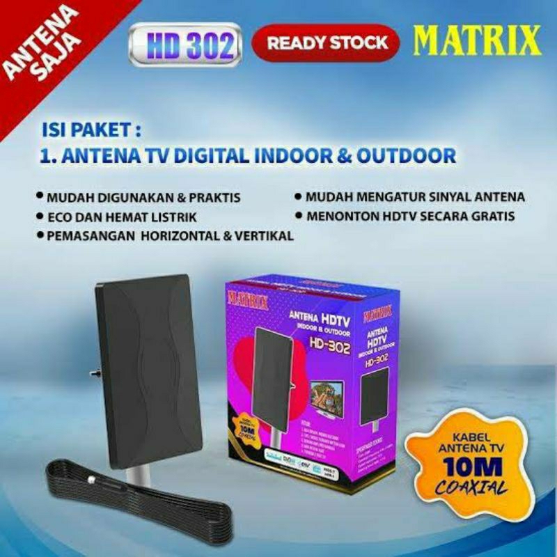 Antena TV Digital Matrix HD 302 Indoor Outdoor HD-302