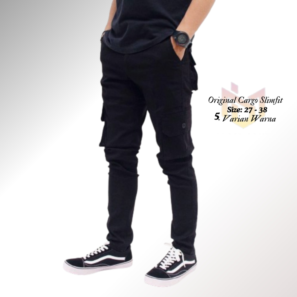 Cargo Panjang Pria Slimfit Celana Kargo Kimpol Premium Pensil Size 27 - 38