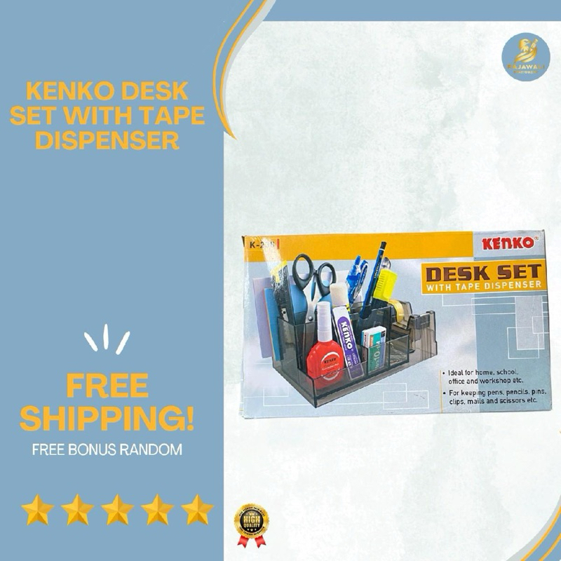 

Kenko Desk Set With Tape Dispenser/ HARGA TERJANGKAU, KUALITAS TERBAIK!/ FREE BONUS RANDOM! Stationery