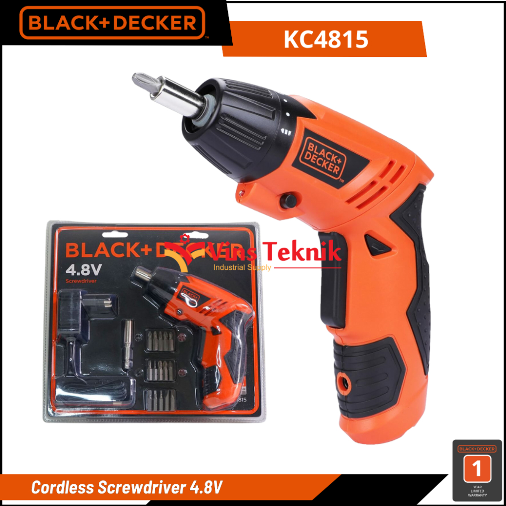 Mesin Bor Baterai Srewdriver Bor Obeng Listrik KC4815 Black+Decker KC 4815