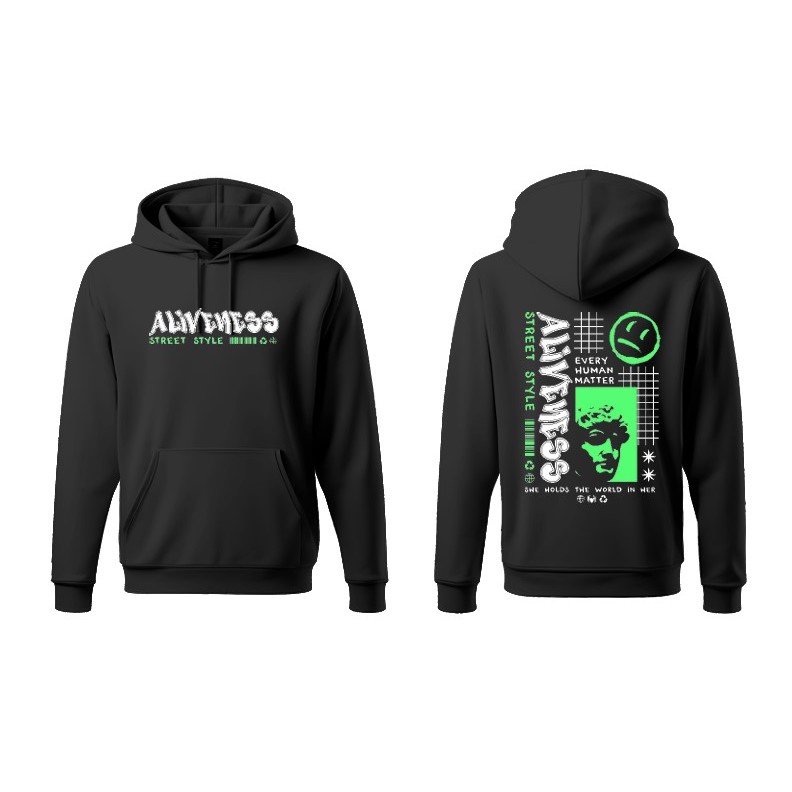 ENF BR Sweater Keren Hoodie Kekinian Hoodie Hitam FLECEE Gramasi 280 Pria & Wanita Hudi Kece