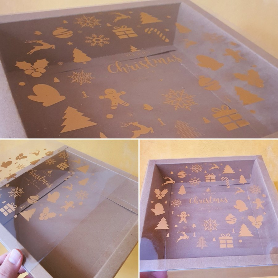 

10 pcs kotak alas mika natal kemasan pie susu ukuran 22x22x6cm cokelat christmas