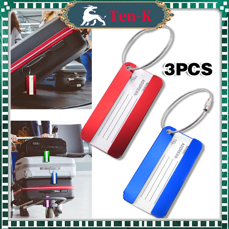 Luggage Tag Aluminium Gantungan Koper Custom Name Tag Koper Penanda Koper Aksesoris Travel