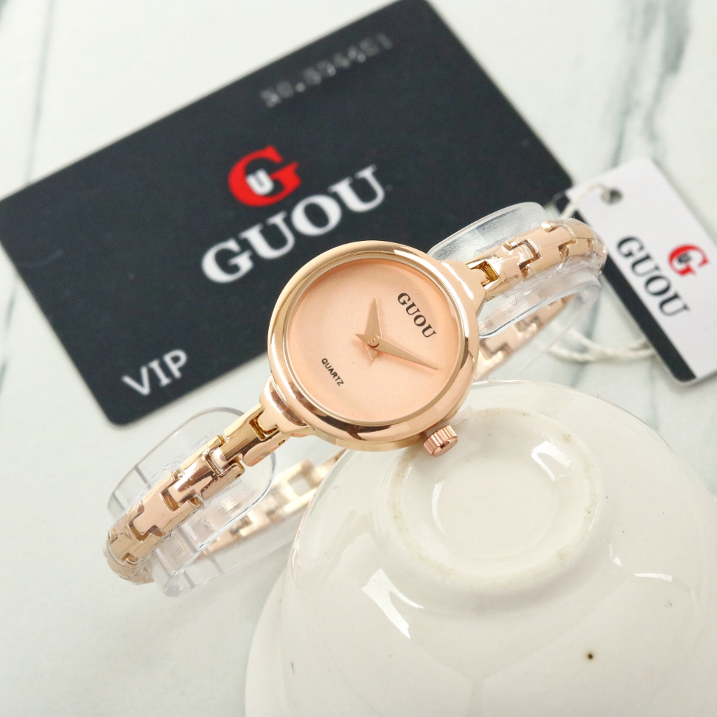 Jam Tangan Wanita Original Guou Elegan Anti Karat Full Set Lengkap