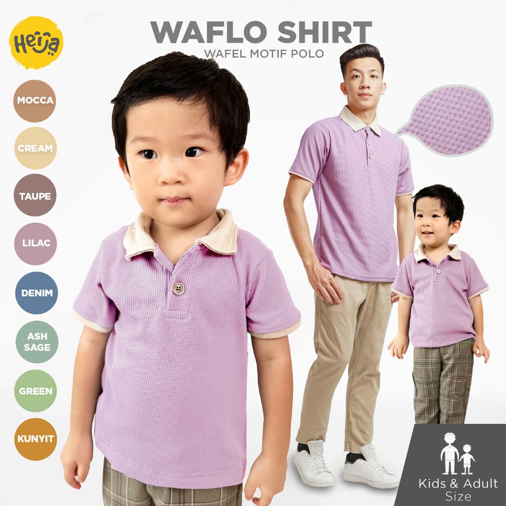 POLO SHIRT ANAK warna UNGU LILAC motif WAFFLE - Kaos Polo Kerah Anak Lylac Unisex Remaja Couple Pria