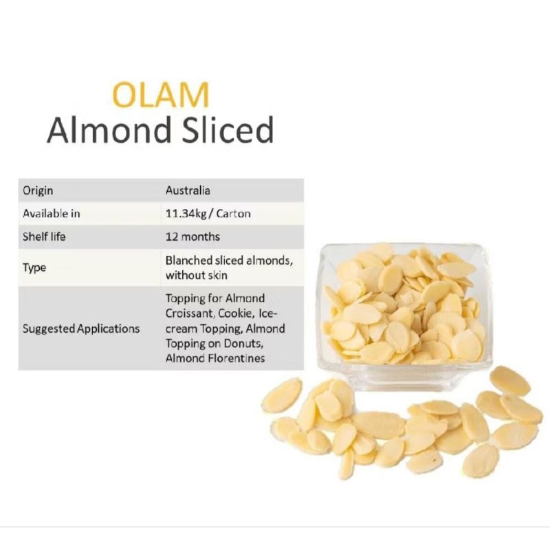 

Kacang Almond iris olam kacang almond slice 100gr