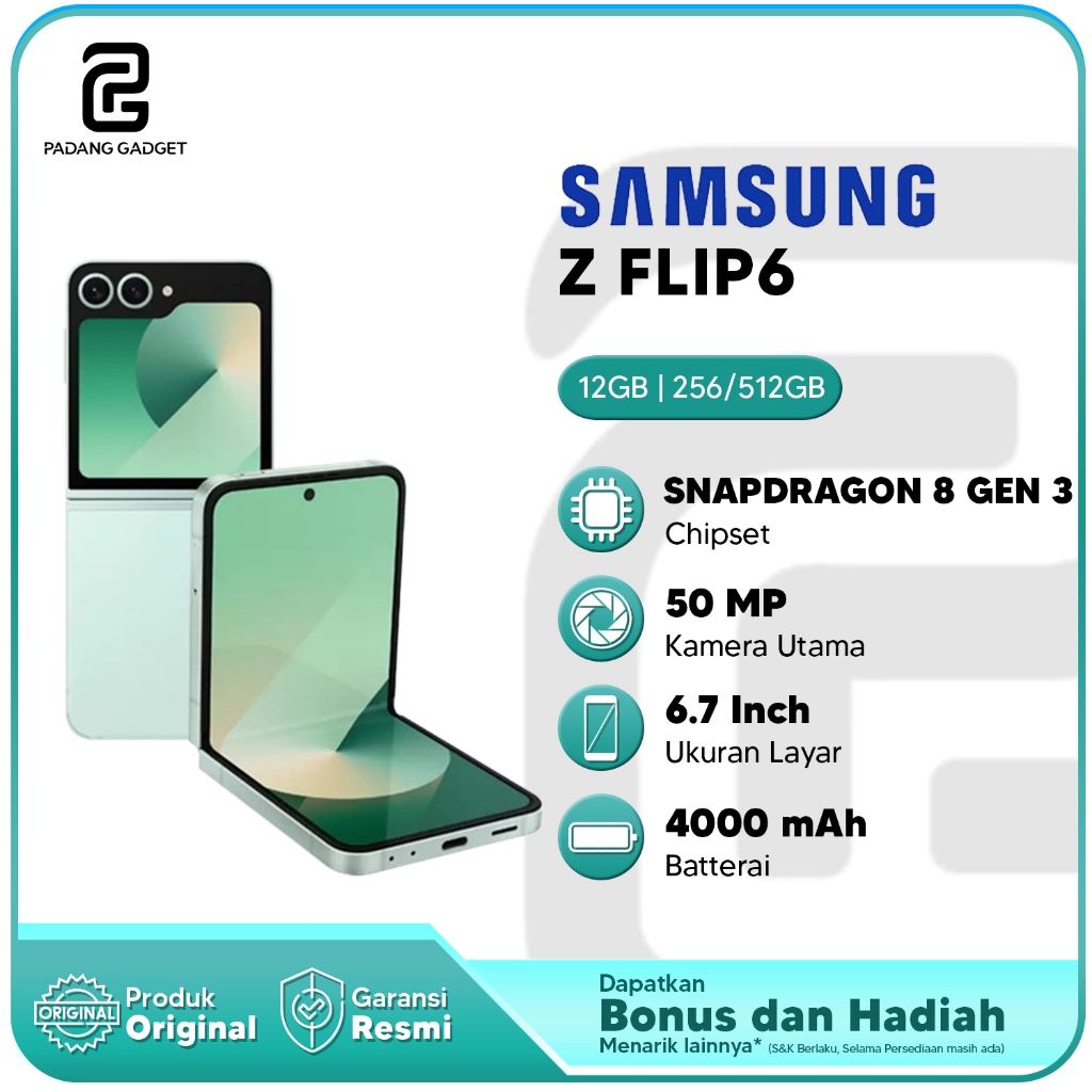 Samsung Galaxy Z Flip6 Flip 6 12/512 12/256 GB Hp Android Smartphone Original Garansi Resmi