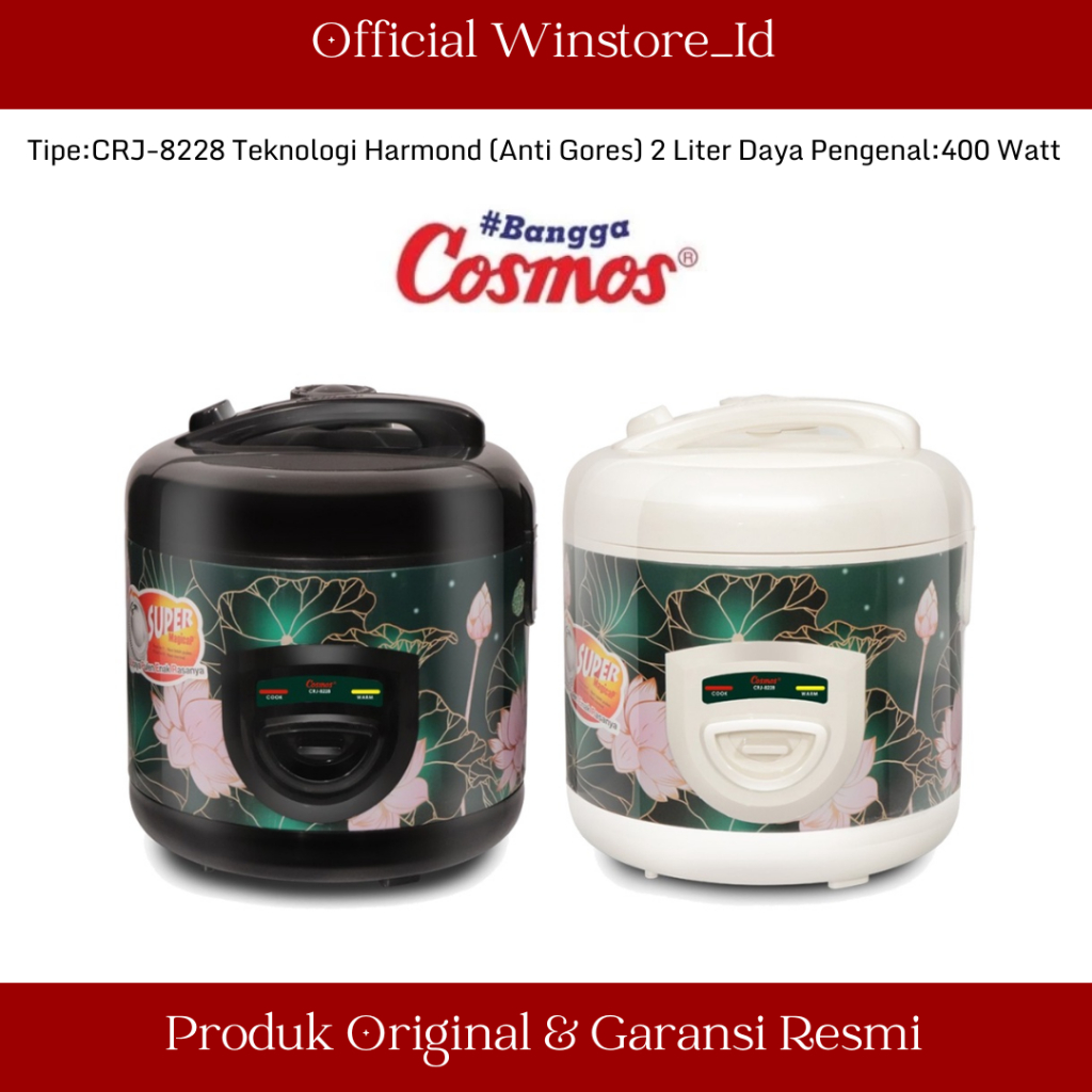 COSMOS RICE COOKER / MAGIC COM CRJ8228 / CRJ-8228 / CRJ 8228 (2 LITER) GARANSI RESMI