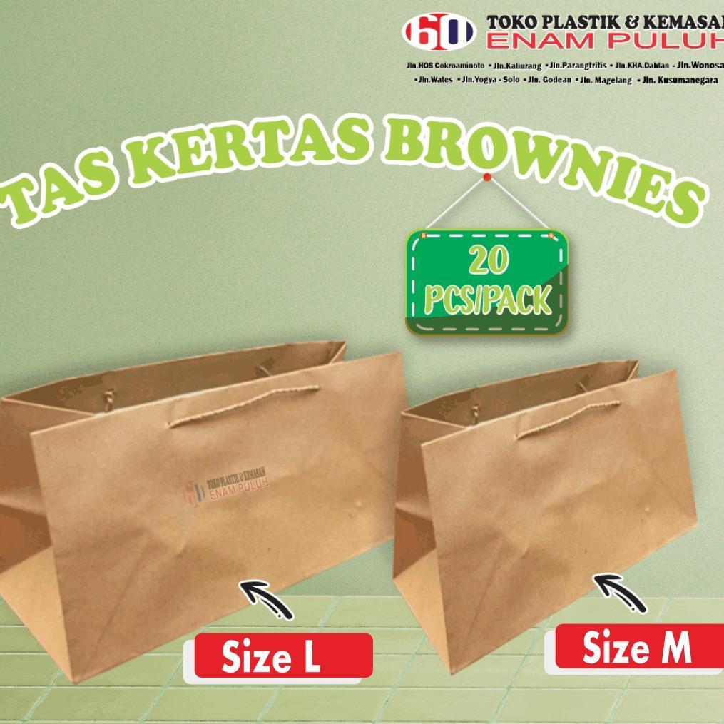 

Tas kertas brownies paper bag M & L polos Tas kertas brownies kraft paper coklat brown isi 20