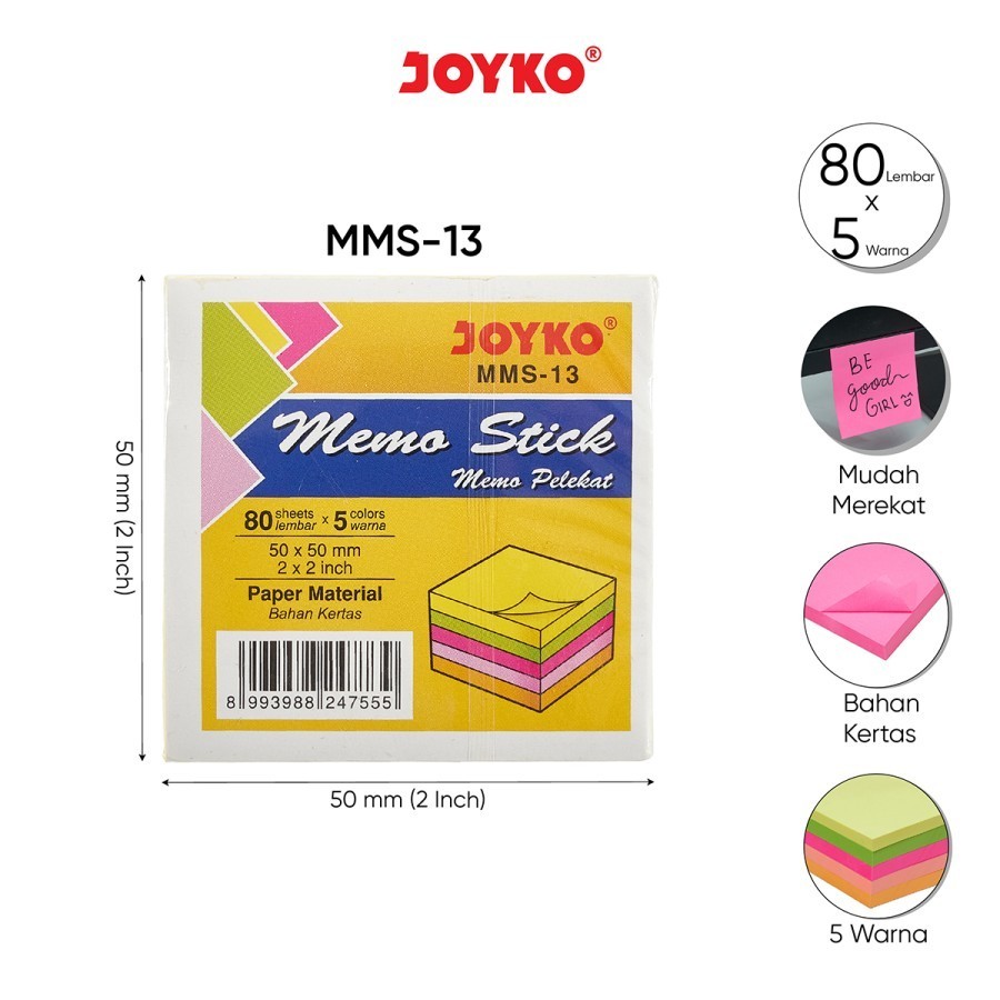 

Joyko MMS-13 Kertas Memo Tempel / Memo Stick / Sticky Note 50x50