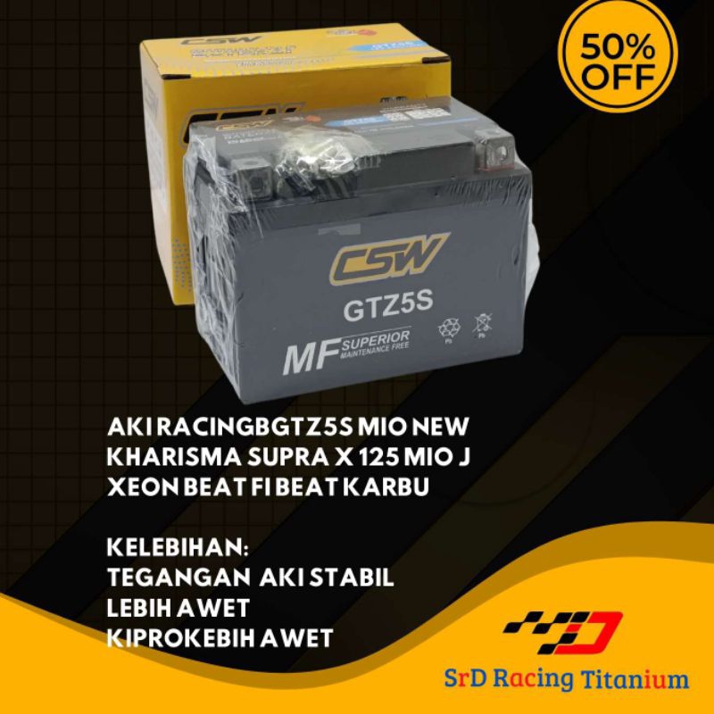 ACCU AKI GTZ5S SUPRA X 125 KHARISMA VIXION DLL HIGH QUALITY JAMINAN ASLI PRODUK TDX FULL KERING DAYA