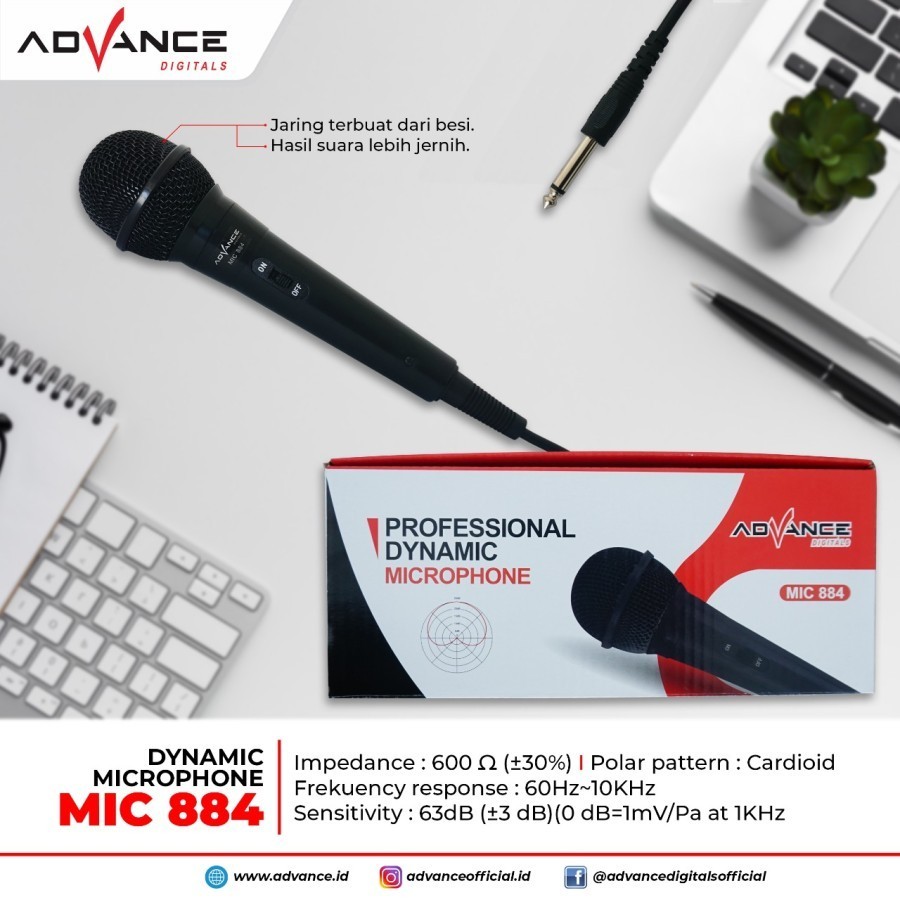 MICROPHONE KABEL ADVANCE 884/MIC Karoke - MIC 884