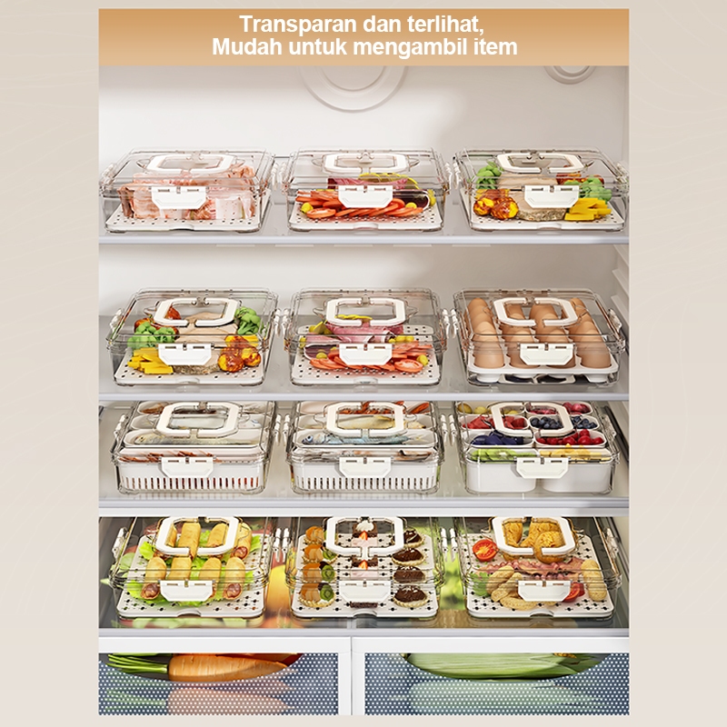 Hot Deals Kotak Penyimpanan Makanan Sayuran Kulkas Kotak Kulkas Dengan Pegangan Dan Sayuran Dapur