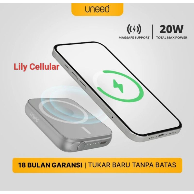 UNEED UPB562 Power Bank Wireless Magnetic 5000mAh 22W QC PD Grey