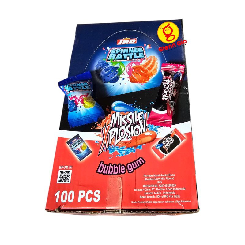 

Permen Karet Bubble Gum Missile Xplosion Spinner Battle JND box isi 100 pcs