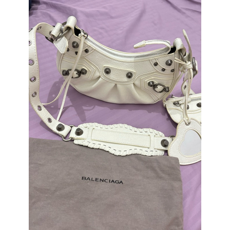 PRELOVED Tas Balenciaga Le Cagole WHITE (real Cow Leather)