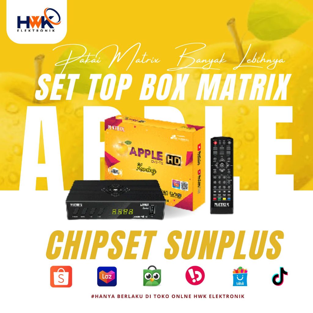 STB DIGITAL MATRIX APPLE KUNING / SET TOP BOX MATRIX APPLE KUNING CHIPSET SUNPLUS LEBIH PEKA SINYAL