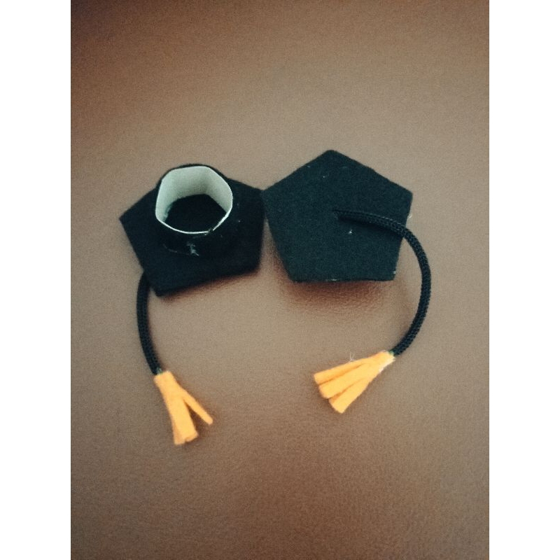 10 pcs TOPI BONEKA TERMURAH -  Topi Toga Boneka - Kain Flanel Hitam Berlapis Tebal - Dilapisi KARTON