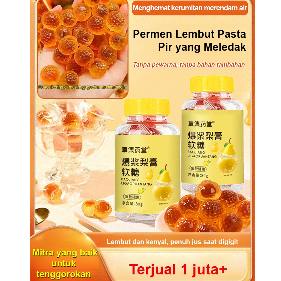 

【COD】【No Brewing】Popping Ci Pear Throat & Lung Soft Candy/Pasta Pir Bergetah/Tenggorokan Dan Permen Obat Batuk/Fudge Berisi Jus/Permen Lunak Paru-paru dan Tenggorokan Buah Pir Popping Ci/Lung Moistening Gummies
