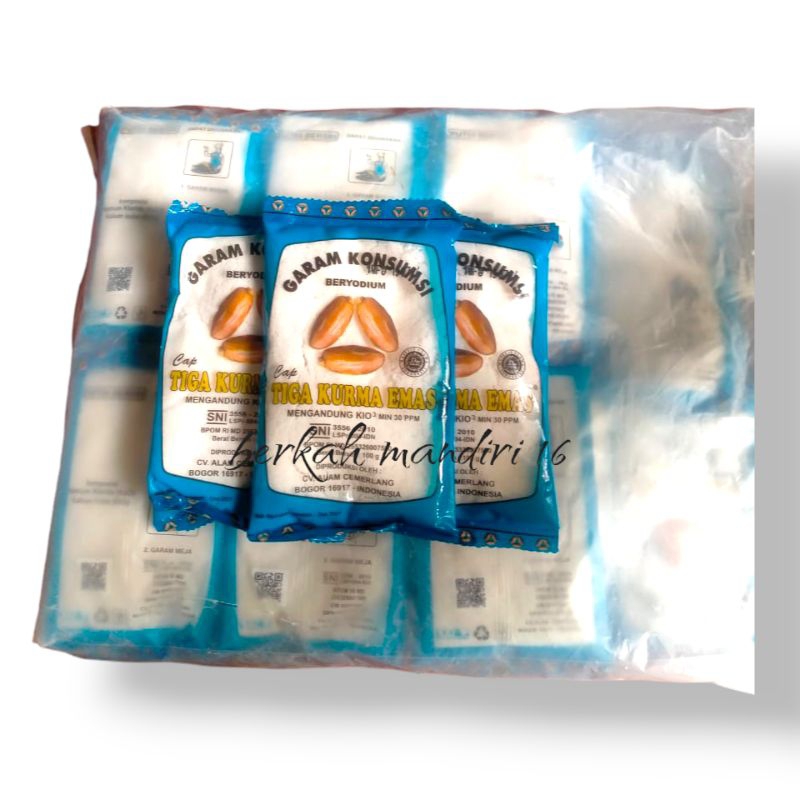 

Garam dapur beryodium cap tiga kurma kemasan 100 gr beli 20 pcs geratis 2pcs