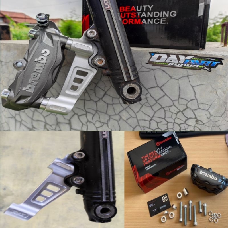 KALIPER 8REMBO M432 SET BREKET PNP SKOK GL NINJA R RR CALIPER TIPE M 432 SILVER VAPOR GREY PNP BOTTO