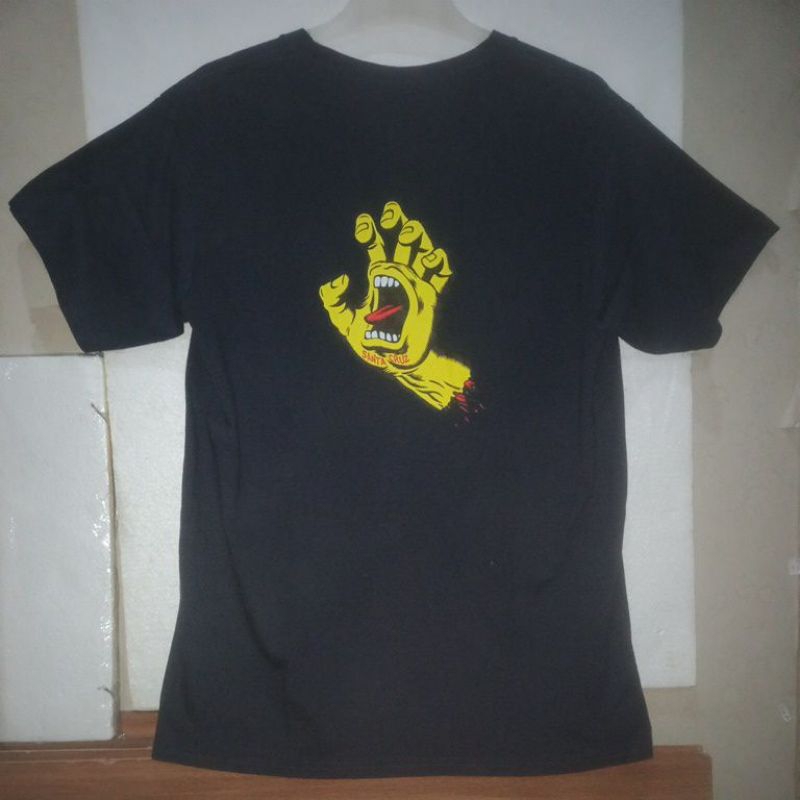 SANTA CRUZ skateboard "screaming hand"t shirt navy built up size L SECOND ORIGINAL