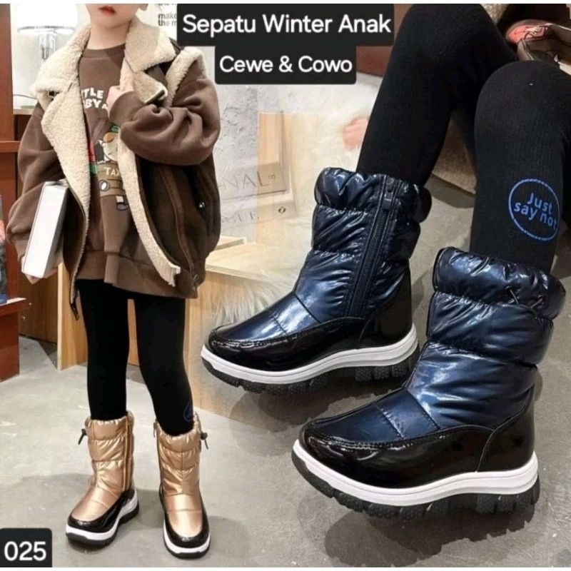 SEPATU BOOTS ANAK MUSIM DINGIN - WATERPROOF WINTER SNOW BOOTS For KIDS UNISEX