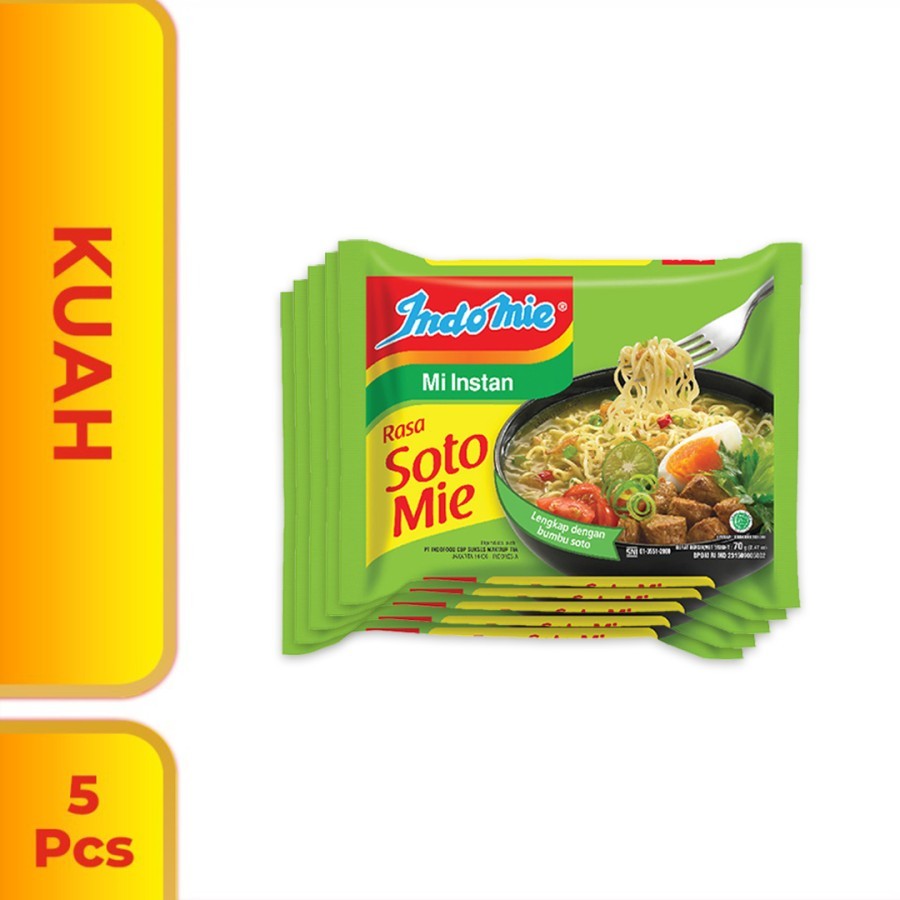 

[ 5 PCS ] Indomie Mi Instan Rasa Soto Mie 70gr
