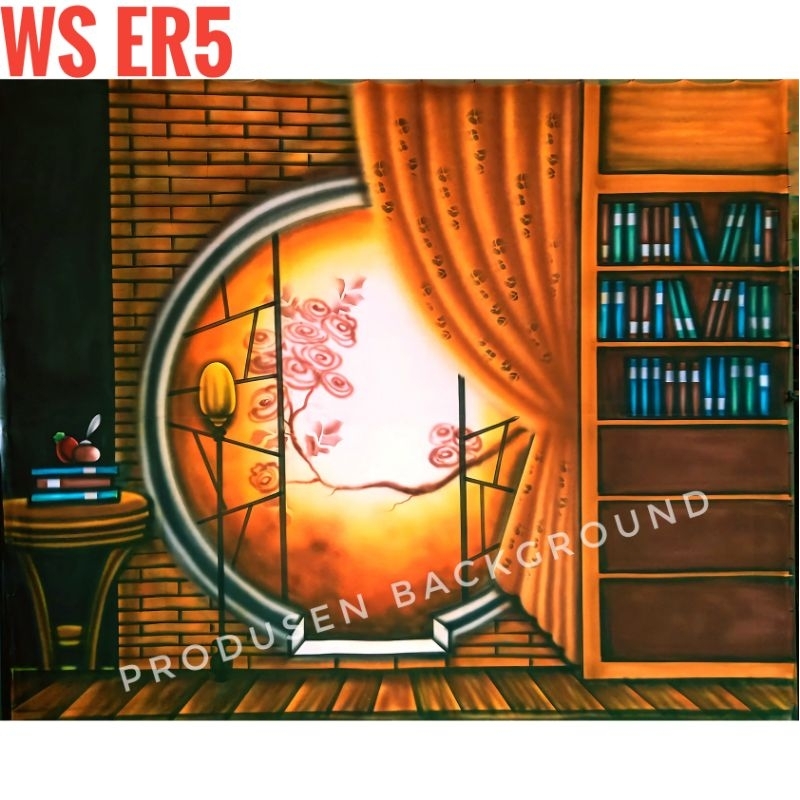 COD Kain 3x2,5m Background Wisuda Latar Rak Buku Studio Foto Kode WS ER5