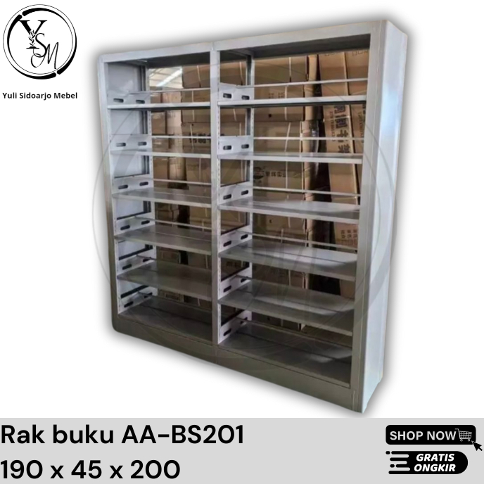 Rak Buku AA-BS201 - Rak perpustakaan Besi - Rak Buku Besi AA-BS201 - Rak Buku Besi Jumbo - Rak Perpu