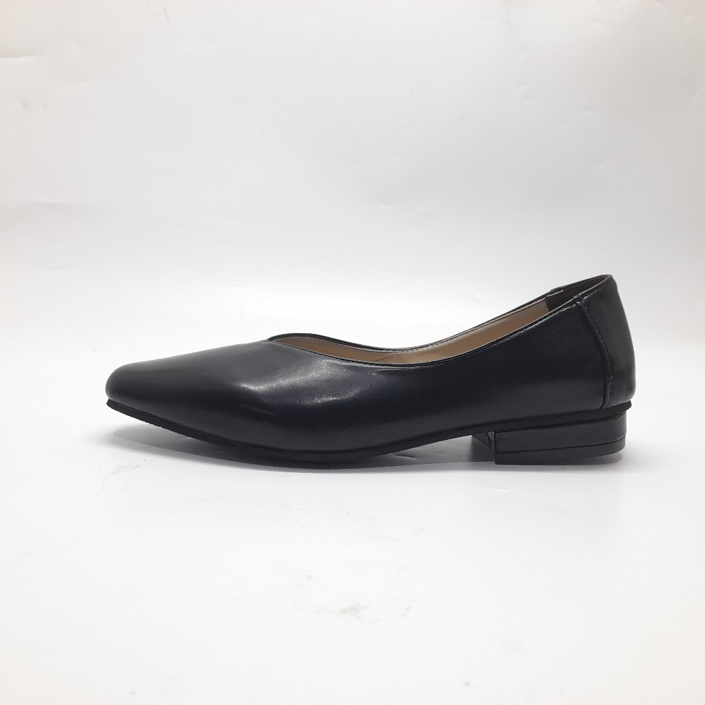 sepatu pentopel ballerina heels wanita polos hitam donatello