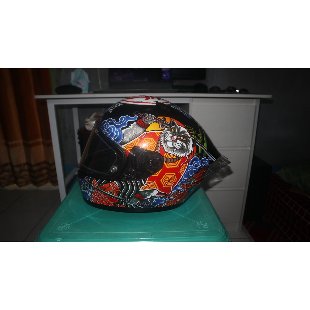 HELM NJS ZX1R ZX-1R ZX 1R MOTIF BUSHIDO FIBERGLASS BLACK