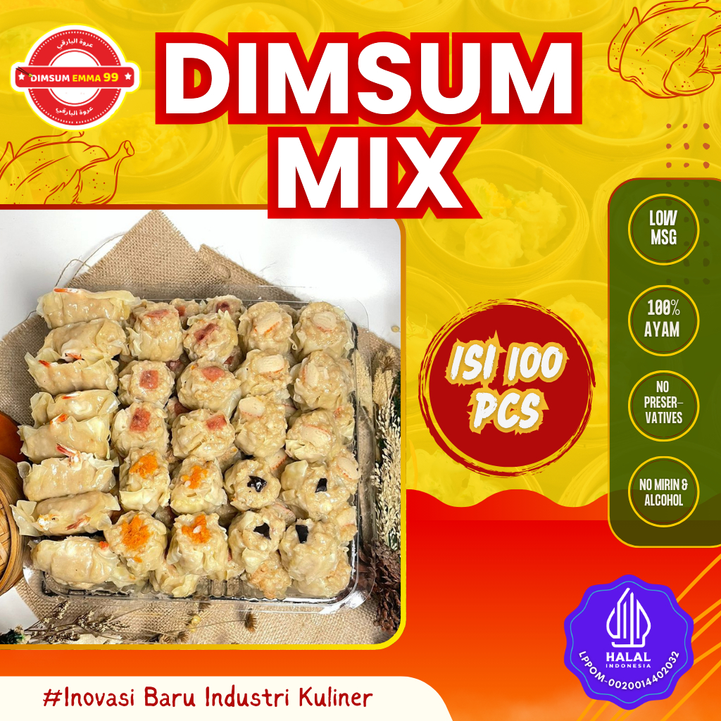 

Dimsum Ayam Premium - Mix Toping & Halal 100 pcs GRATIS Saus Merah & Lada Hitam