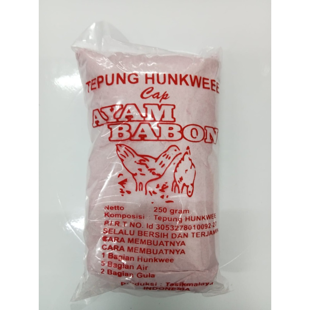 

Tepung Hunkwee Warna Merah Ayam Babon 250gr hunkue