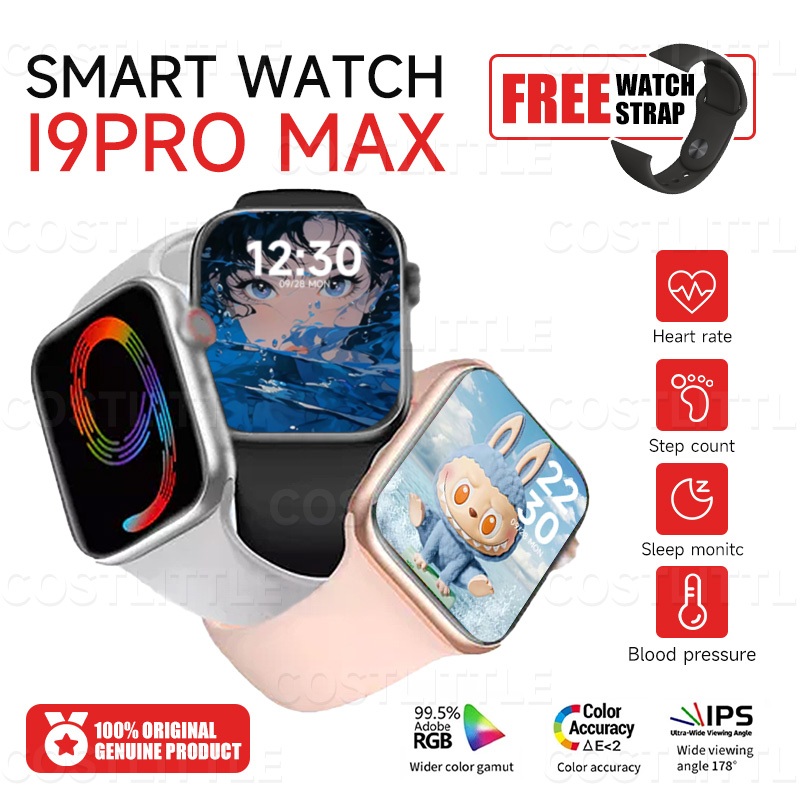 GET Gift 2 STRAP Garansi SmartWatch i9 PRO MAX S Smartwatch Series 9 Full Touch Screen Bluetooth
