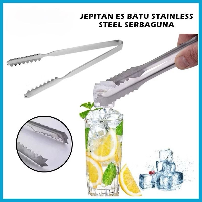 Penjepit Multifungsi Jepitan Mini Stainless Steel Capitan Es Batu Salad Buah Gorengan Kue Roti BBQ B