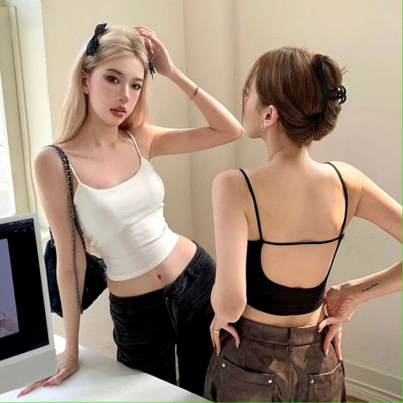 【COD】Tank Top Bra With Cup Bh Singlet Wanita Import Atasan Wanita Tengtop Tank Top Tali Kecil Single