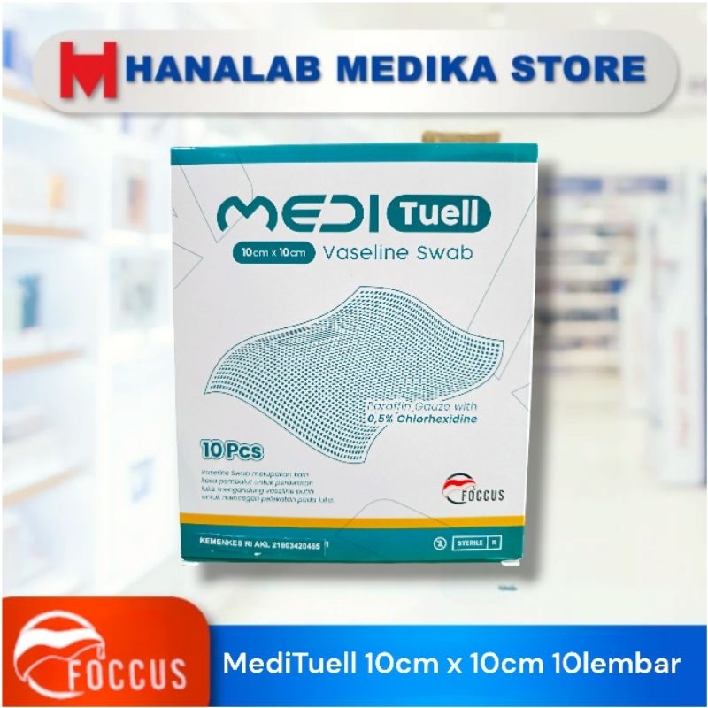 FOCCUS MEDI Tuell UKURAN 10 cm x 10 cm Paraffin Gauze with 0,5% Chlorhexidine