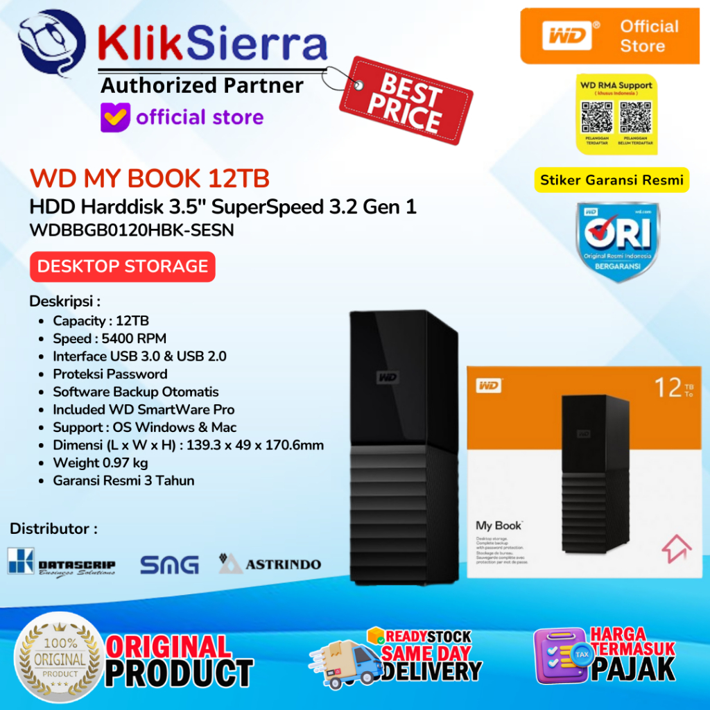 WD My Book New Design 12TB - HDD / Hardisk / Harddisk External 3.5"