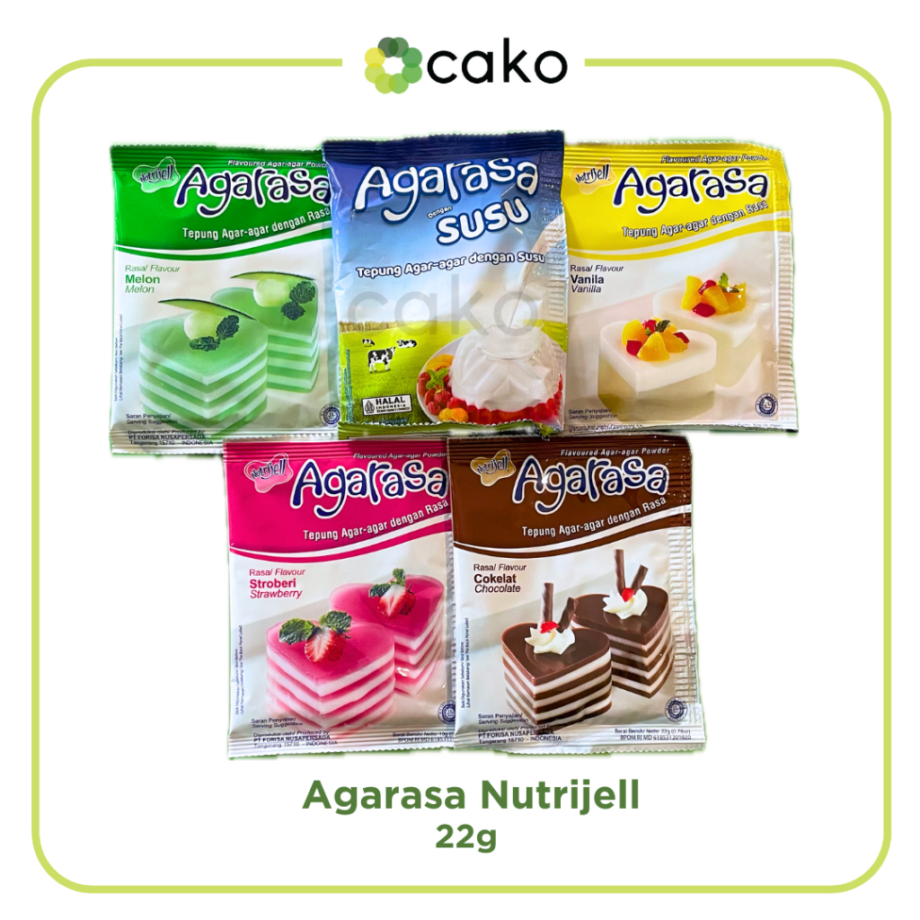 

Agarasa Nutrijell / Agar Agar Bubuk Instan / Melon, Susu, Vanilla, Stroberi, Coklat