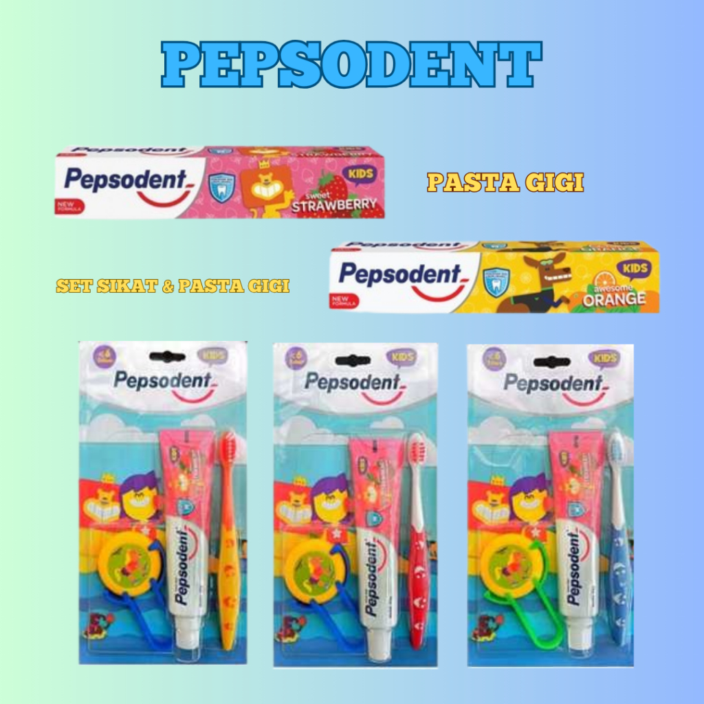 PEPSODENT Kids Sikat Gigi Anak Spongebob / Patrick + Odol Pasta Gigi Orange / Strawberry  50gr 50 gr