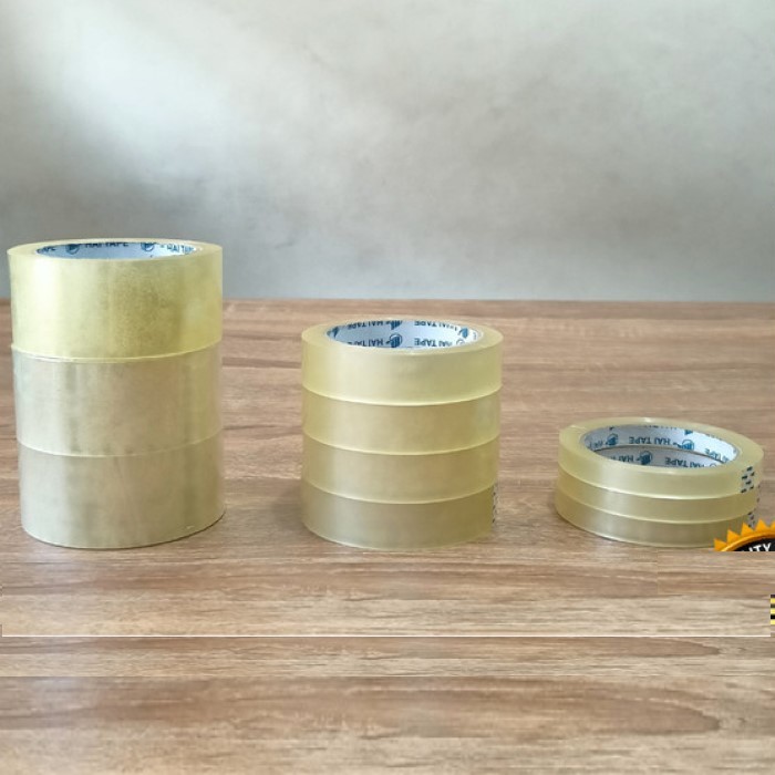 

LAKBAN / PLAKBAN / ISOLASI BENING SATUAN 12mmx72yard / 24 mmx90yard / 45 mmx90yard