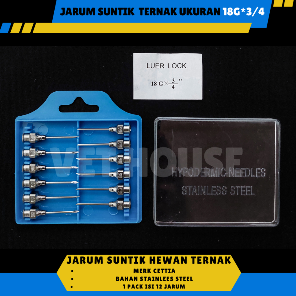 JARUM SUNTIK HEWAN TERNAK G18*3/4 NEEDLE JARUM CETTIA
